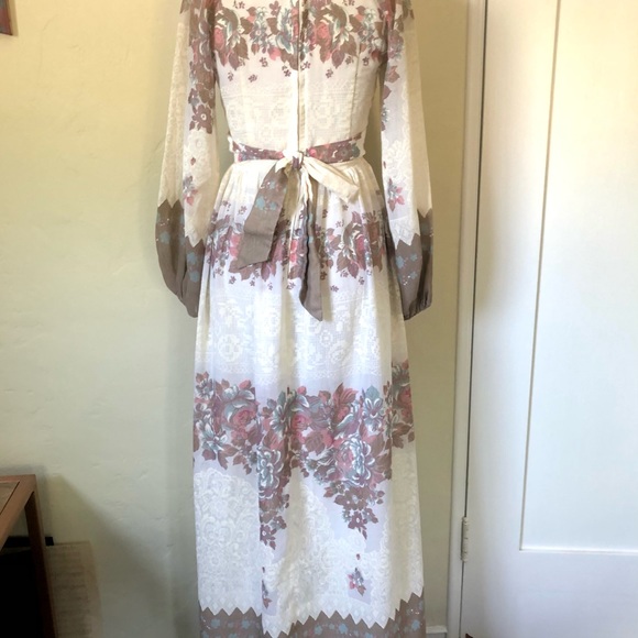 1970s Prairie Dress Small Floral Cottagecore Gown - Picture 10 of 11